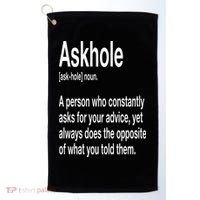 Askhole Definition Hilarious Gag Dictionary Adult Golf Towel thumb 0