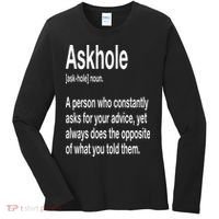 Askhole Definition Hilarious Gag Dictionary Adult Women's Long Sleeve Shirt thumb 0