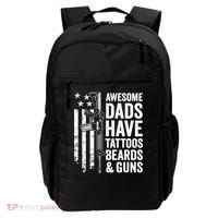 Awesome Dads Have Tattoos Beards Guns Fathers Day Gun Backpack thumb 0