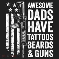 Awesome Dads Have Tattoos Beards Guns Fathers Day Gun Beanie thumb 2