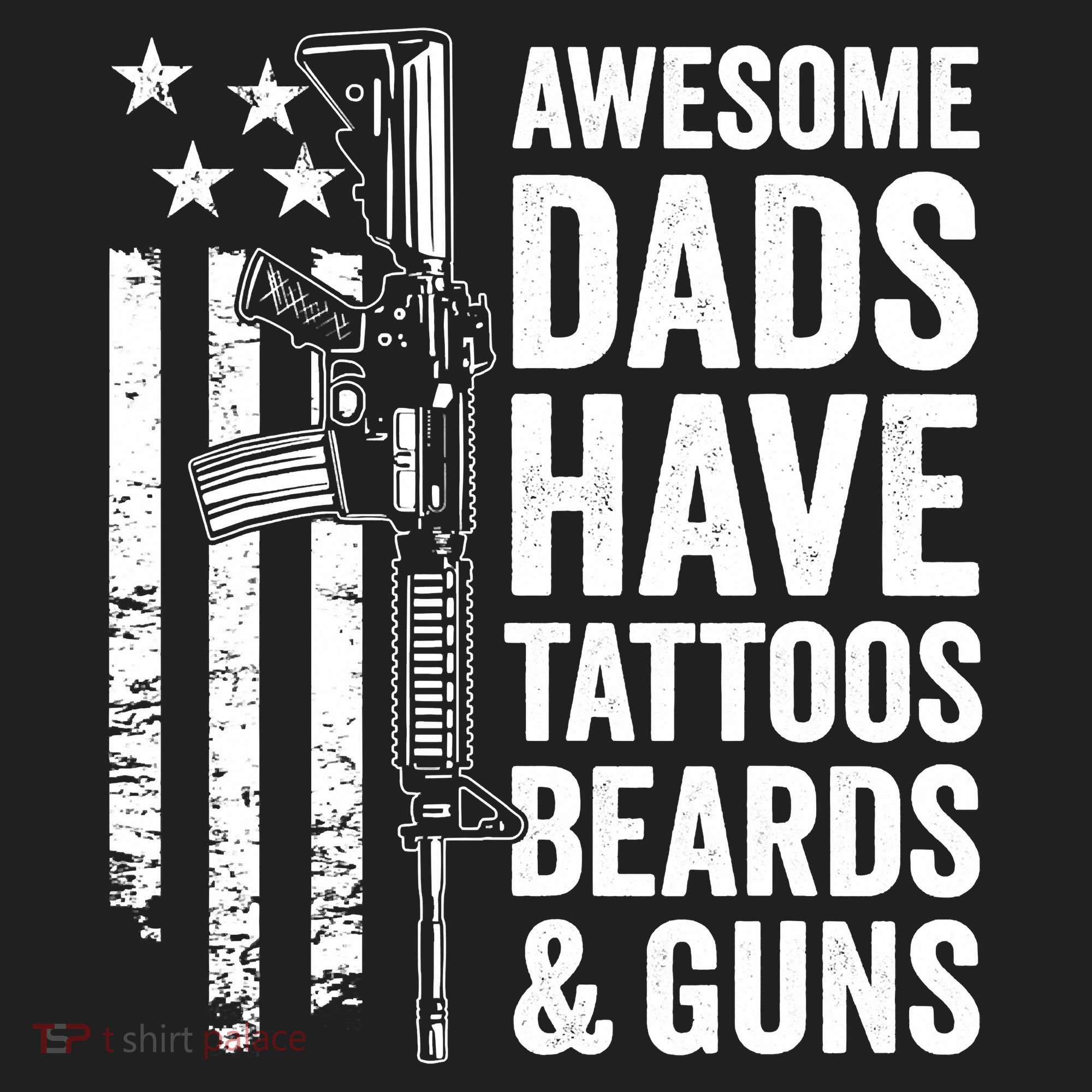 Awesome Dads Have Tattoos Beards Guns Fathers Day Gun Beanie