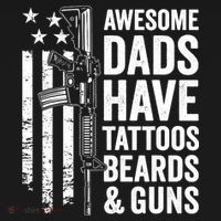 Awesome Dads Have Tattoos Beards Guns Fathers Day Gun Coaster thumb 2