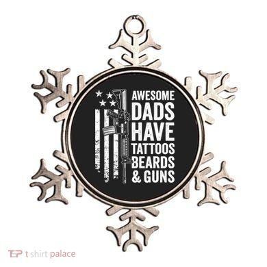 Awesome Dads Have Tattoos Beards Guns Fathers Day Gun Ornament