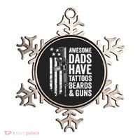 Awesome Dads Have Tattoos Beards Guns Fathers Day Gun Ornament thumb 0