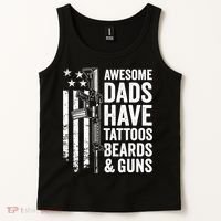 Awesome Dads Have Tattoos Beards Guns Fathers Day Gun Tank Top thumb 2