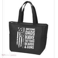 Awesome Dads Have Tattoos Beards Guns Fathers Day Gun Tote Bag thumb 3