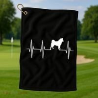 Akita Dog Heartbeat Dog Lover Gift Golf Towel thumb 1