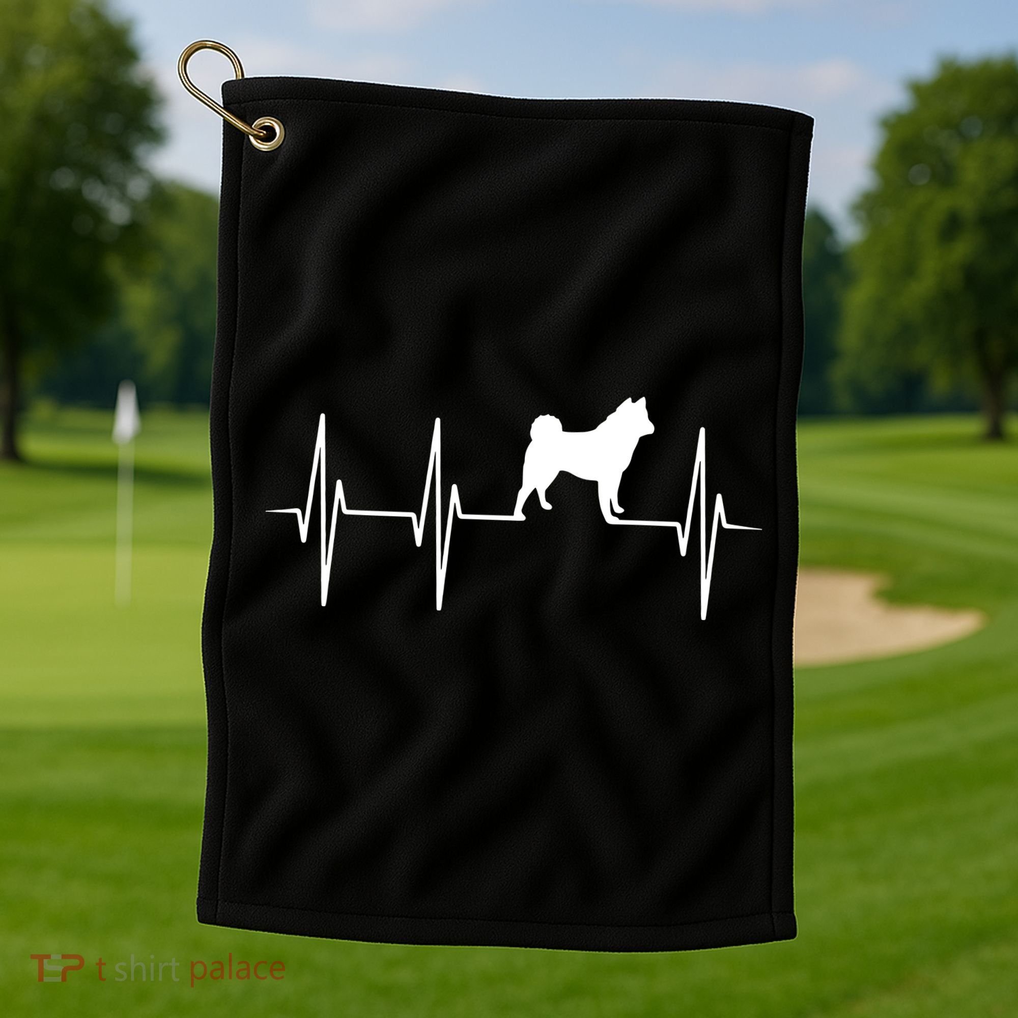 Akita Dog Heartbeat Dog Lover Gift Golf Towel