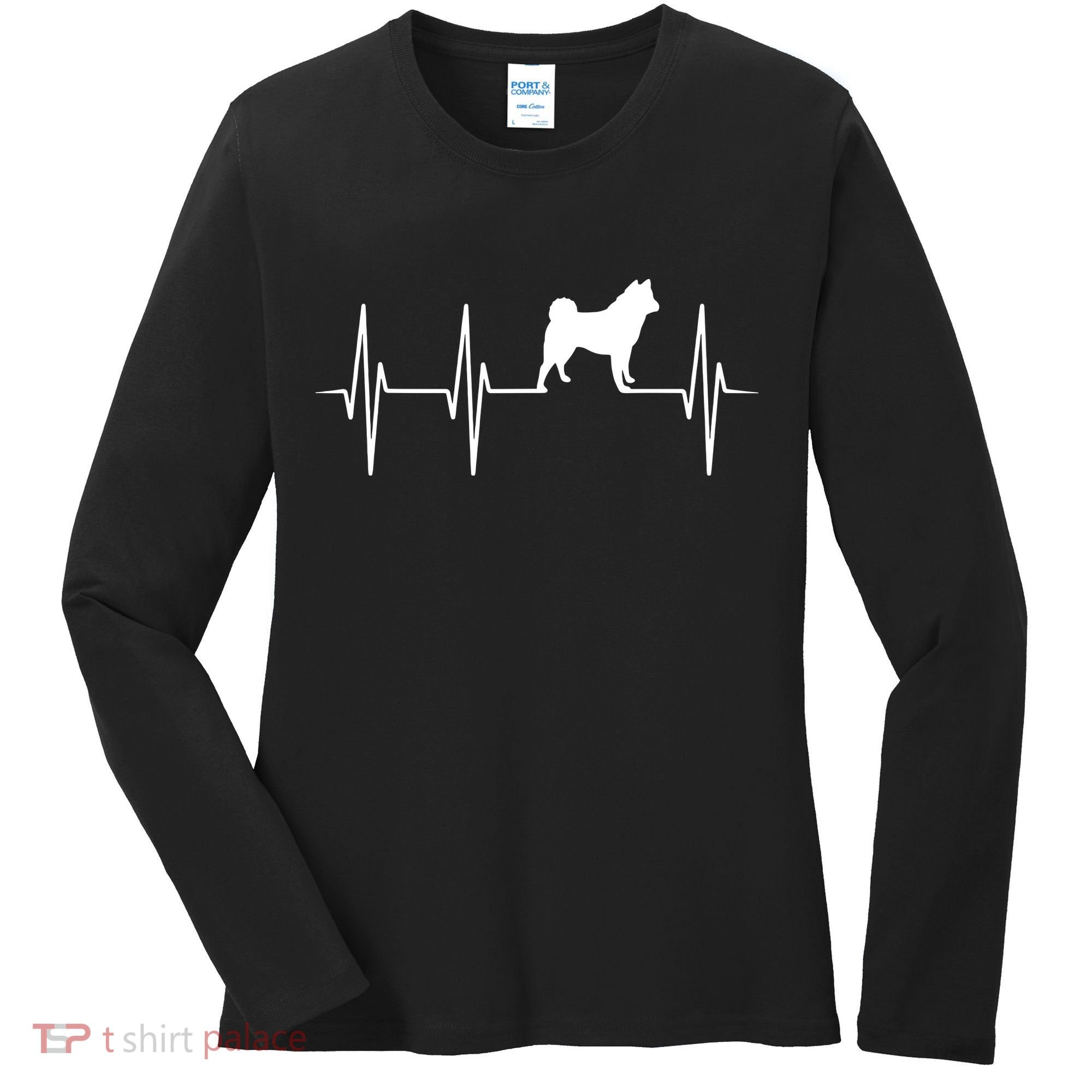 Akita Dog Heartbeat Dog Lover Gift Women's Long Sleeve Shirt