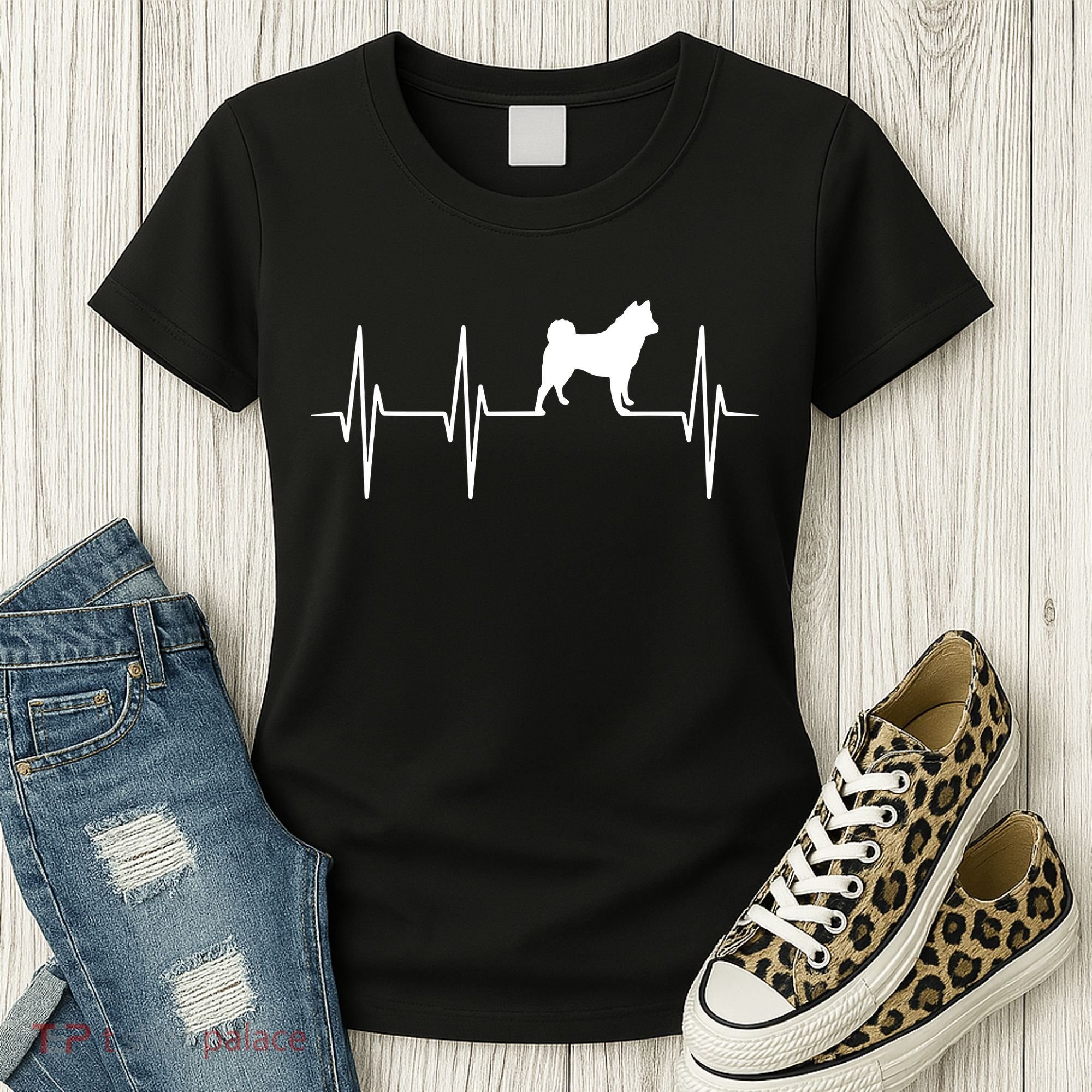 Akita Dog Heartbeat Dog Lover Gift Women's T-Shirt