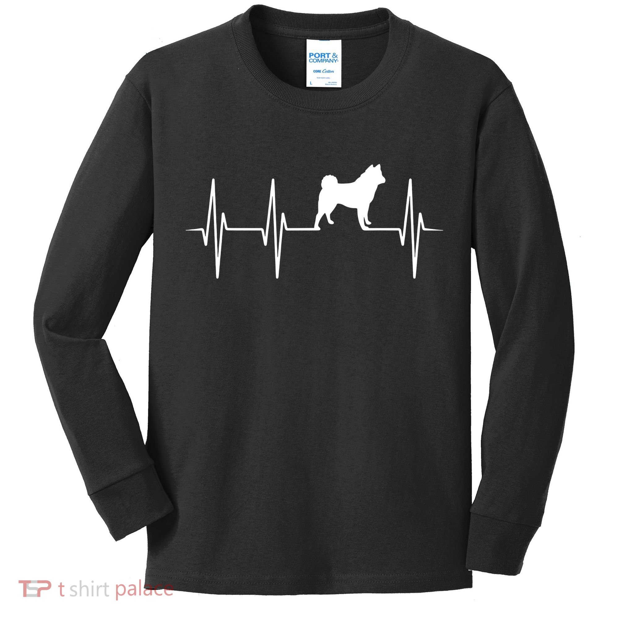 Akita Dog Heartbeat Dog Lover Gift Kids Long Sleeve Shirt