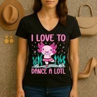 Axolotl Dancer - I Love To Dance A Lotl Dancing Axolotl Girl Women's V-Neck T-Shirt thumb 3