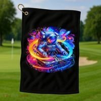 Astronaut Dj In Space Music Edm Golf Towel thumb 1