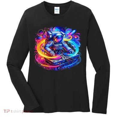 Astronaut Dj In Space Music Edm Women's Long Sleeve Shirt