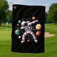 Astronaut Dabbing In Space Cosmic Galaxy Adventure Golf Towel thumb 1