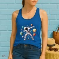 Astronaut Dabbing In Space Cosmic Galaxy Adventure Women's Tank Top thumb 2