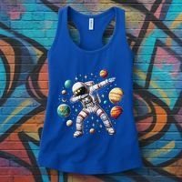 Astronaut Dabbing In Space Cosmic Galaxy Adventure Women's Tank Top thumb 3