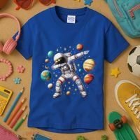 Astronaut Dabbing In Space Cosmic Galaxy Adventure Kids T-Shirt thumb 3