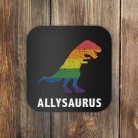 Allysaurus Dinosaur In Rainbow Flag For Ally LGBT Pride Coaster thumb 0