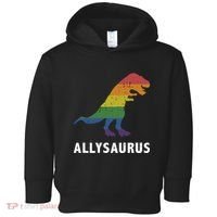 Allysaurus Dinosaur In Rainbow Flag For Ally LGBT Pride Toddler Hoodie thumb 0