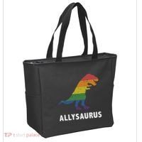 Allysaurus Dinosaur In Rainbow Flag For Ally LGBT Pride Tote Bag thumb 2