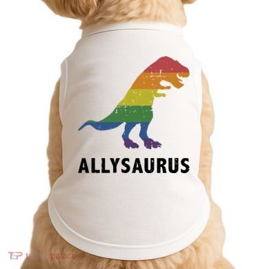 Allysaurus Dinosaur In Rainbow Flag For Ally LGBT Pride Doggie Tank
