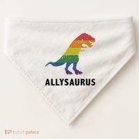 Allysaurus Dinosaur In Rainbow Flag For Ally LGBT Pride USA-Made Doggie Bandana thumb 0