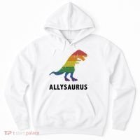 Allysaurus Dinosaur In Rainbow Flag For Ally LGBT Pride Hoodie thumb 0