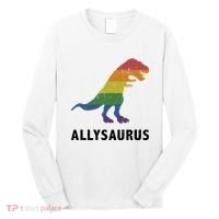 Allysaurus Dinosaur In Rainbow Flag For Ally LGBT Pride Long Sleeve Shirt thumb 0