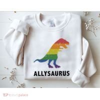 Allysaurus Dinosaur In Rainbow Flag For Ally LGBT Pride Sweatshirt thumb 2