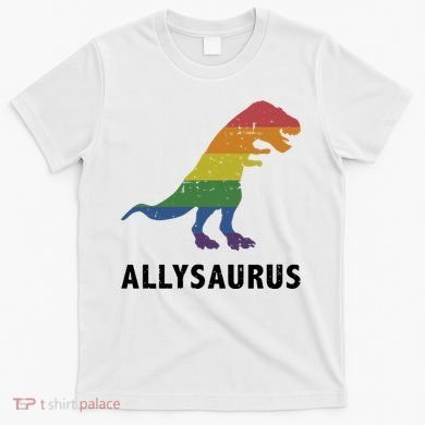 Allysaurus Dinosaur In Rainbow Flag For Ally LGBT Pride T-Shirt