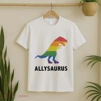 Allysaurus Dinosaur In Rainbow Flag For Ally LGBT Pride T-Shirt thumb 2