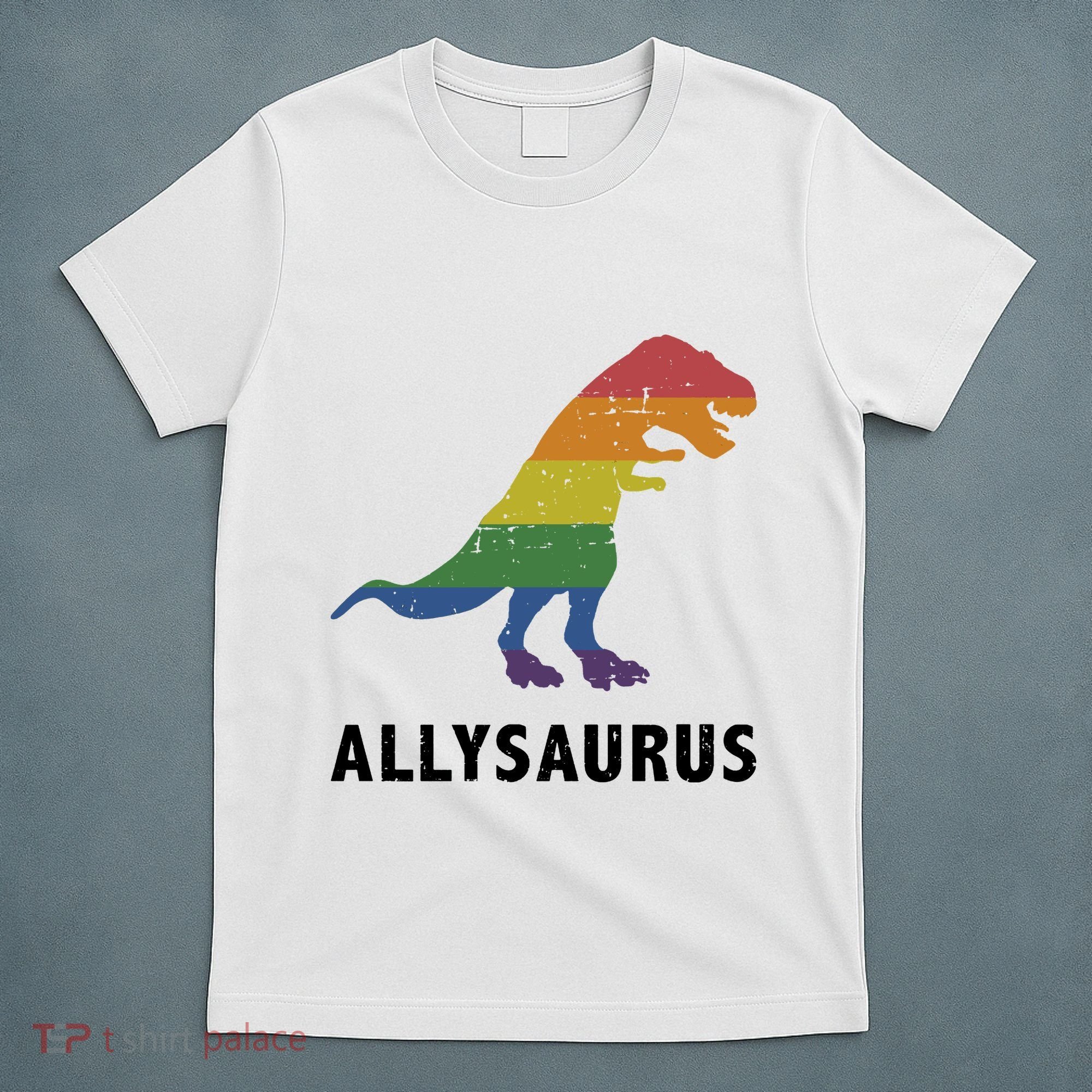 Allysaurus Dinosaur In Rainbow Flag For Ally LGBT Pride T-Shirt