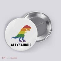 Allysaurus Dinosaur In Rainbow Flag For Ally LGBT Pride Button thumb 0