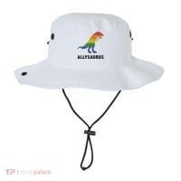 Allysaurus Dinosaur In Rainbow Flag For Ally LGBT Pride Bucket Hat thumb 0