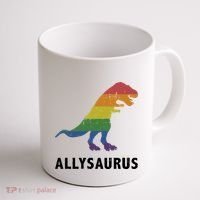 Allysaurus Dinosaur In Rainbow Flag For Ally LGBT Pride Coffee Mug thumb 1