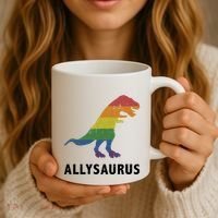 Allysaurus Dinosaur In Rainbow Flag For Ally LGBT Pride Coffee Mug thumb 3