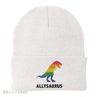 Allysaurus Dinosaur In Rainbow Flag For Ally LGBT Pride Beanie