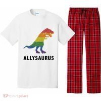 Allysaurus Dinosaur In Rainbow Flag For Ally LGBT Pride Pajama Set thumb 0