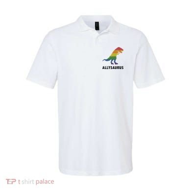 Allysaurus Dinosaur In Rainbow Flag For Ally LGBT Pride Polo