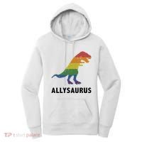 Allysaurus Dinosaur In Rainbow Flag For Ally LGBT Pride Women's Hoodie thumb 0