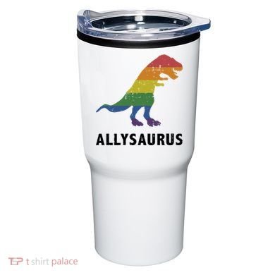 Allysaurus Dinosaur In Rainbow Flag For Ally LGBT Pride Tumbler