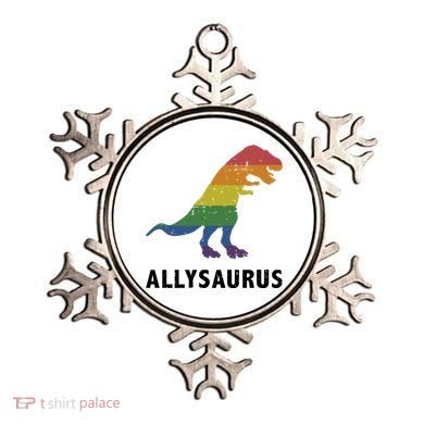 Allysaurus Dinosaur In Rainbow Flag For Ally LGBT Pride Ornament