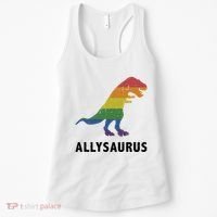 Allysaurus Dinosaur In Rainbow Flag For Ally LGBT Pride Women's Tank Top thumb 0