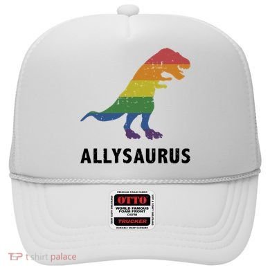 Allysaurus Dinosaur In Rainbow Flag For Ally LGBT Pride Hat