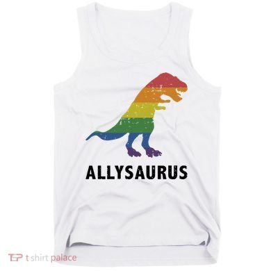 Allysaurus Dinosaur In Rainbow Flag For Ally LGBT Pride Tank Top