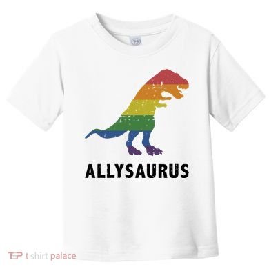 Allysaurus Dinosaur In Rainbow Flag For Ally LGBT Pride Toddler T-Shirt