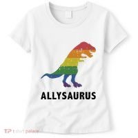 Allysaurus Dinosaur In Rainbow Flag For Ally LGBT Pride Women's T-Shirt thumb 0