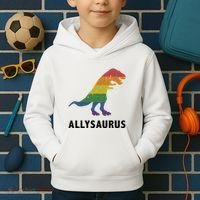 Allysaurus Dinosaur In Rainbow Flag For Ally LGBT Pride Kids Hoodie thumb 2