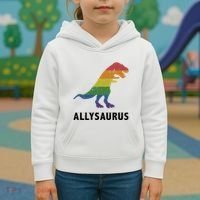 Allysaurus Dinosaur In Rainbow Flag For Ally LGBT Pride Kids Hoodie thumb 3